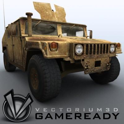 3D Model of Low poly model of HUMVEE with one 1024x1024 diffusion/opacity TGA texture - 3D Render 0